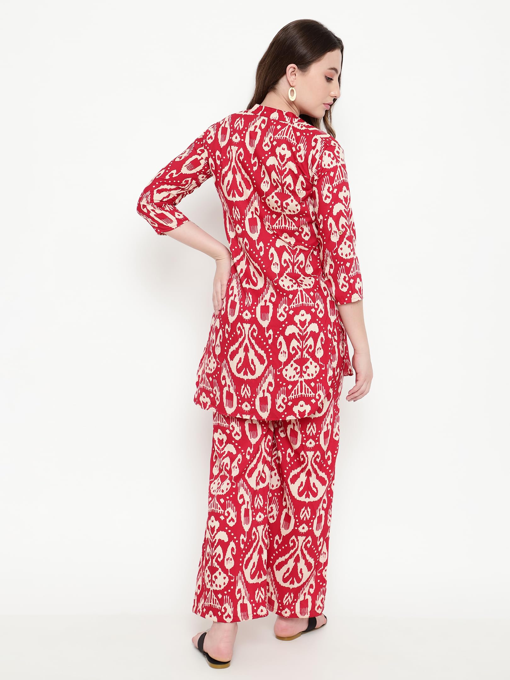 Sugathari Women's Dress Batik Maroon V-Neck Co-Ods Set For Women (Co-Ods 97 Batik Maroon 2Xl)