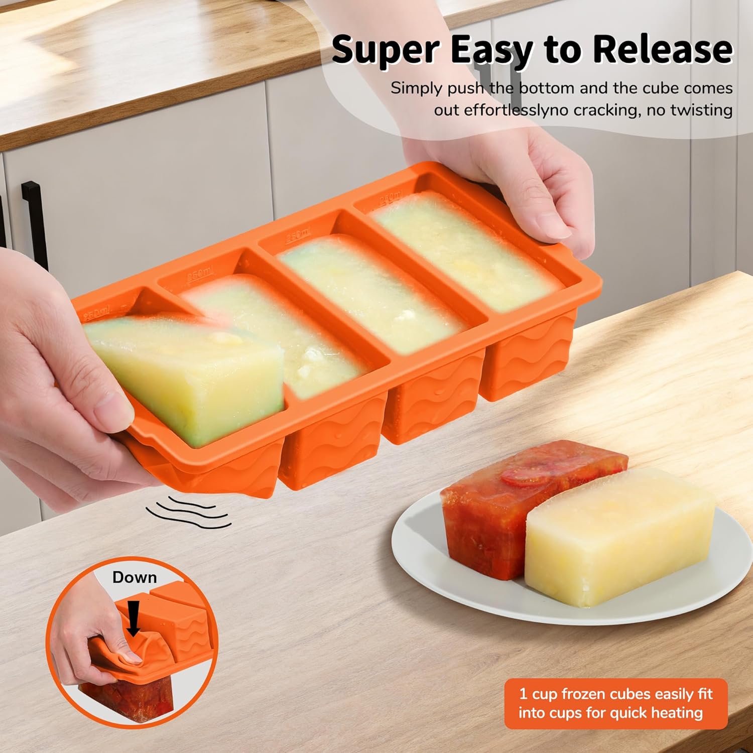 3-Pack Silicone Freezer Trays with Lid,2 Large 2-Cup(500ml)&4 Medium 1-Cup(125ml)&6 Small 1/2-Cup(75ml) Soup Freezer Container Molds,Ice Cube Tray For Meal Prep&Freezing Soup,Stews,Sauces