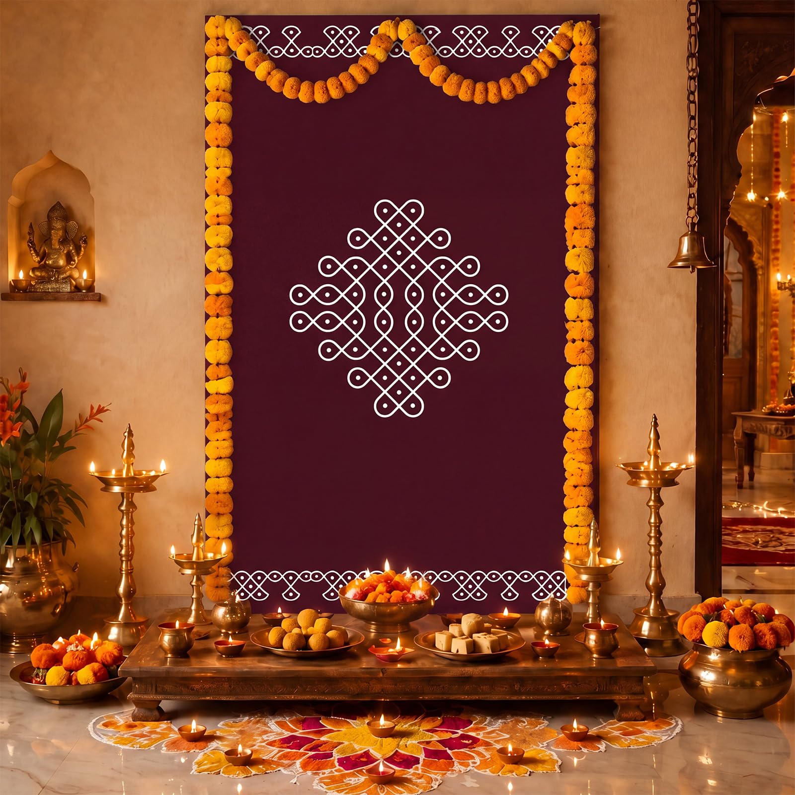 Photo 1 of Fanfanwin 7 x 4 ft Indian Diwali Backdrop