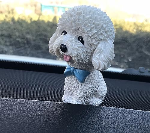 Miniatura 4 de IBWell Mini perro con cabeza de rebotar para decoración de tablero de salpicadero de automóvil, juguete de peluche para cachorros con pestaña