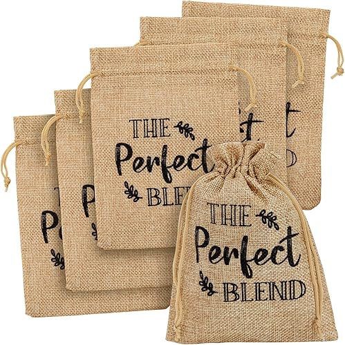 Sparkle and Bash Mini bolsas de café de arpillera – 5 x 7 pulgadas, color marrón, paquete de 30 – Cordón reutilizable de yute y poliéster – Regalos