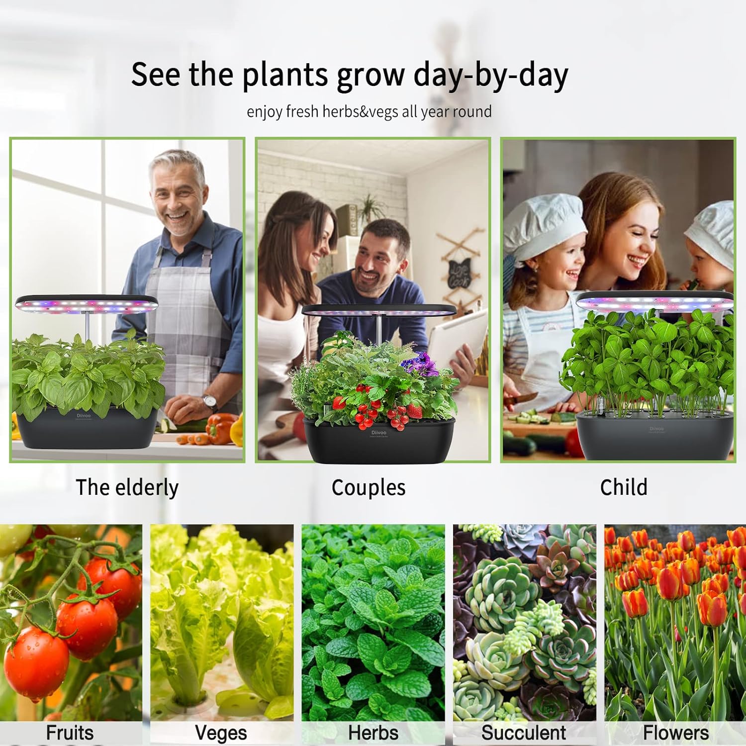 Buy Indoor Herb Garden, Diivoo 12 Pods Hydroponics Growing System with