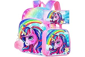Enchanted Unicorn Backpack Trio: Shimmering Sequins, Roomy Storage