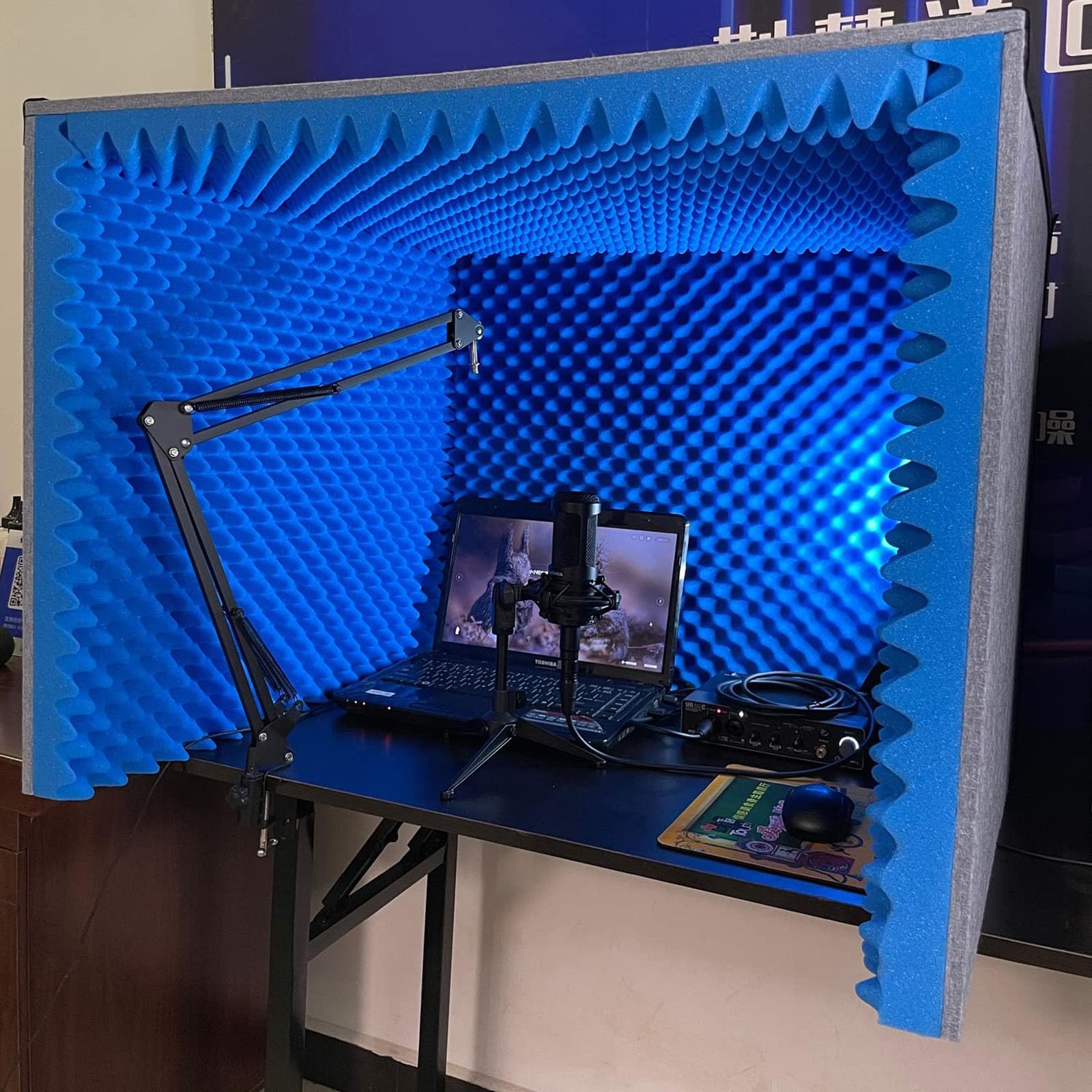 Cabina di registrazione portatile, copertura insonorizzata desktop, stanza di isolamento acustico per studio domestico, attrezzatura microfonica per podcast canto, trasmissione di giochi