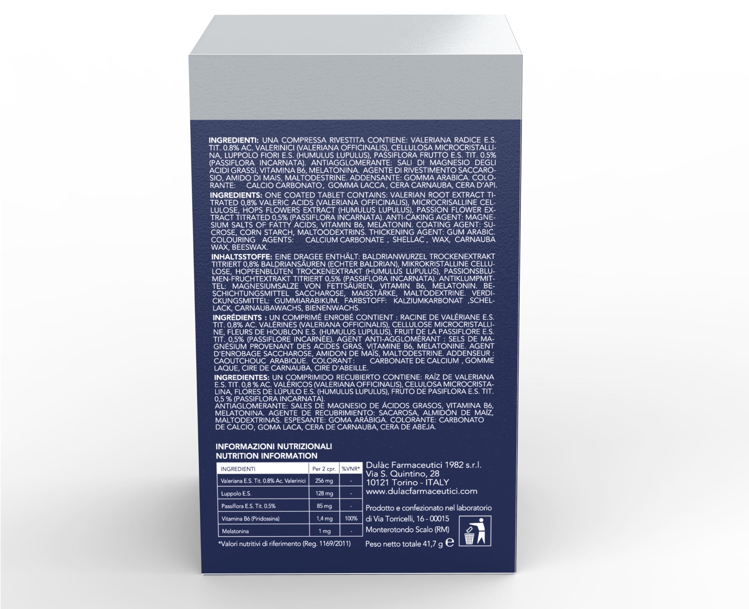 Dulàc - Dream Expert Notte 60 compresse, Integratore alimentare per rilassamento e regolazione del sonno, regola il benessere mentale. Con Melatonina, Valeriana, Luppolo, Passiflora e Vitamina B6.