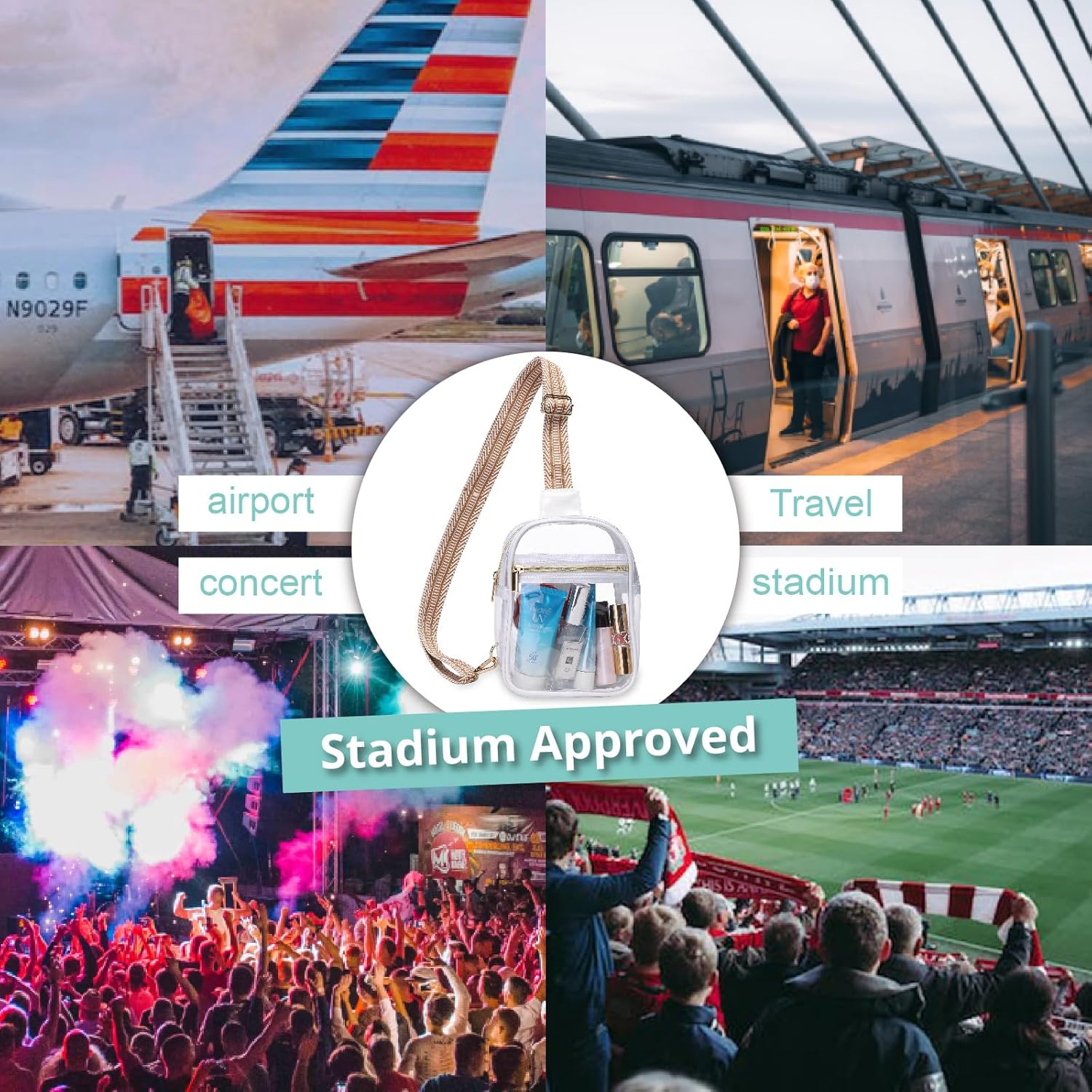 Clear Sling Bag - Stadium Approved Fanny Pack for Women & Men - Transparent Crossbody Bag with Adjustable Guitar Straps for Sports, Beach, Events, Concerts, Festivals - Image 7