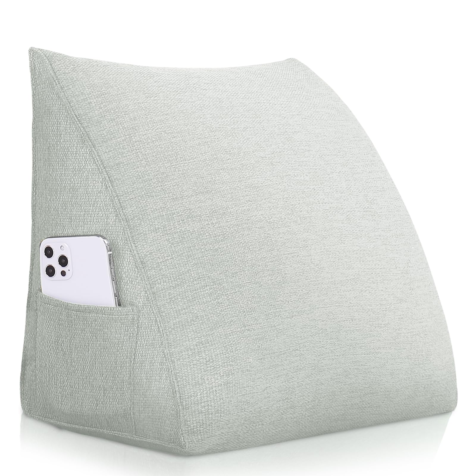 LELEFIDO Cojín de lectura – Cojín triangular de cuña para cama y sofá, cómodo cojín para la espalda, cojín de apoyo suave para leer y relajarse, con funda extraíble y lavable