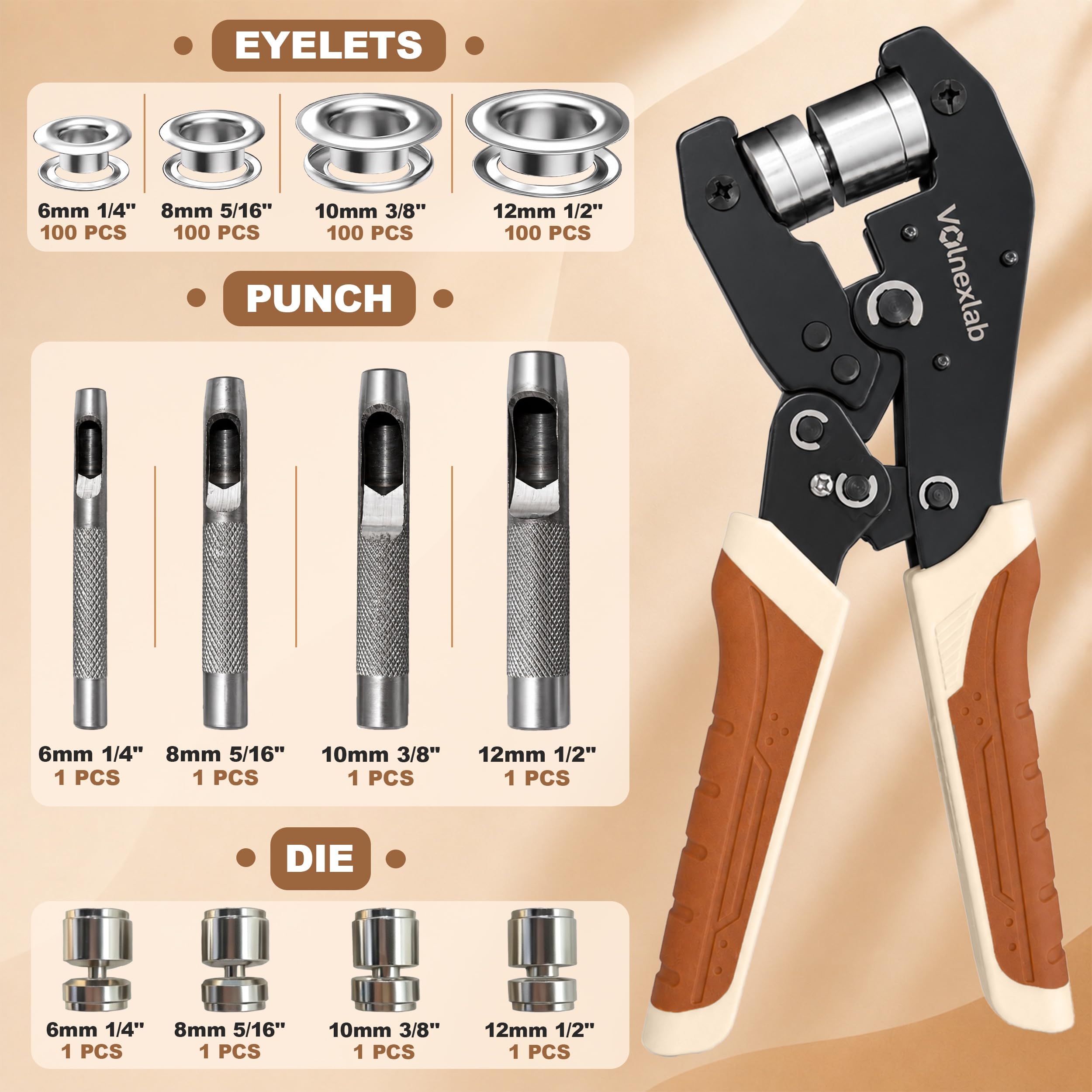 Grommet Tool Kit - 4 Sizes Included -2