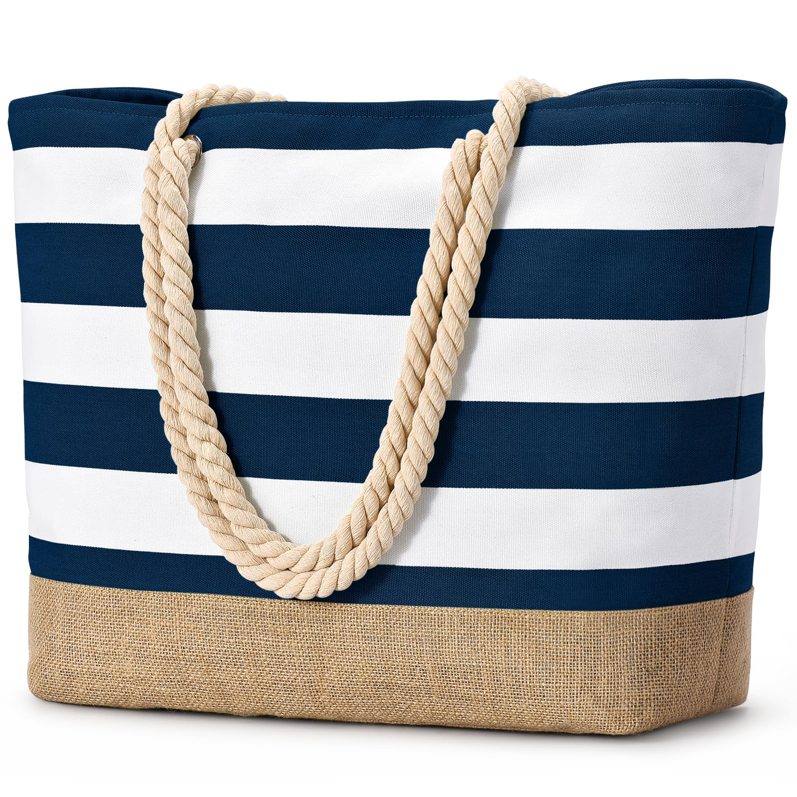 Becokan Beach Bags for Women Large Canvas Beach Tote Bag Beach Bags Waterproof Sandproof Swim Pool Bag Travel Essentials