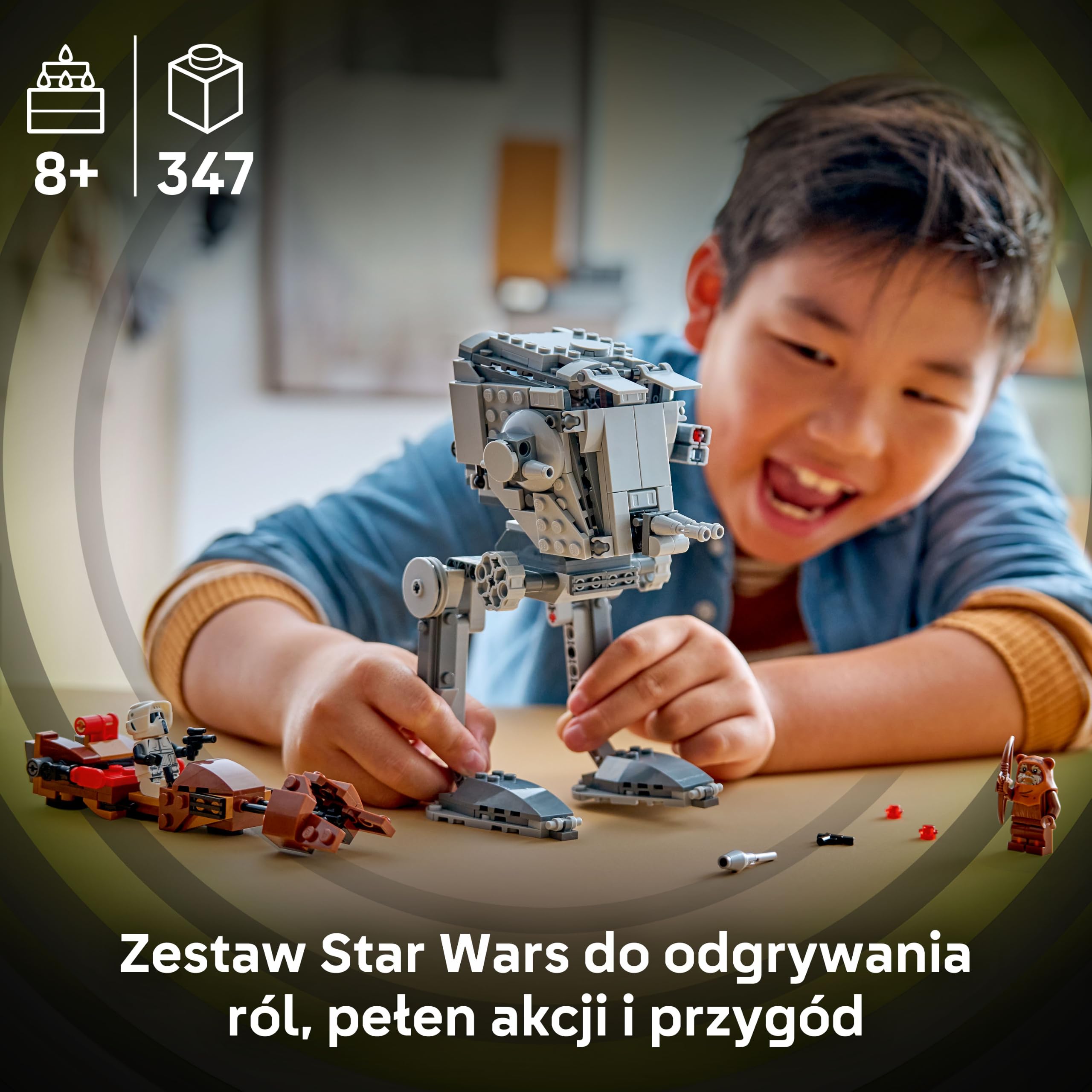 LEGO Star Wars SMART Play: Atak AT-ST na Endor 75424 | Interaktywna zabawka dla dzieci 8+, seria SMART Play, prezent Star Wars, klocki dla chłopca i dziewczynki, 347 elementów