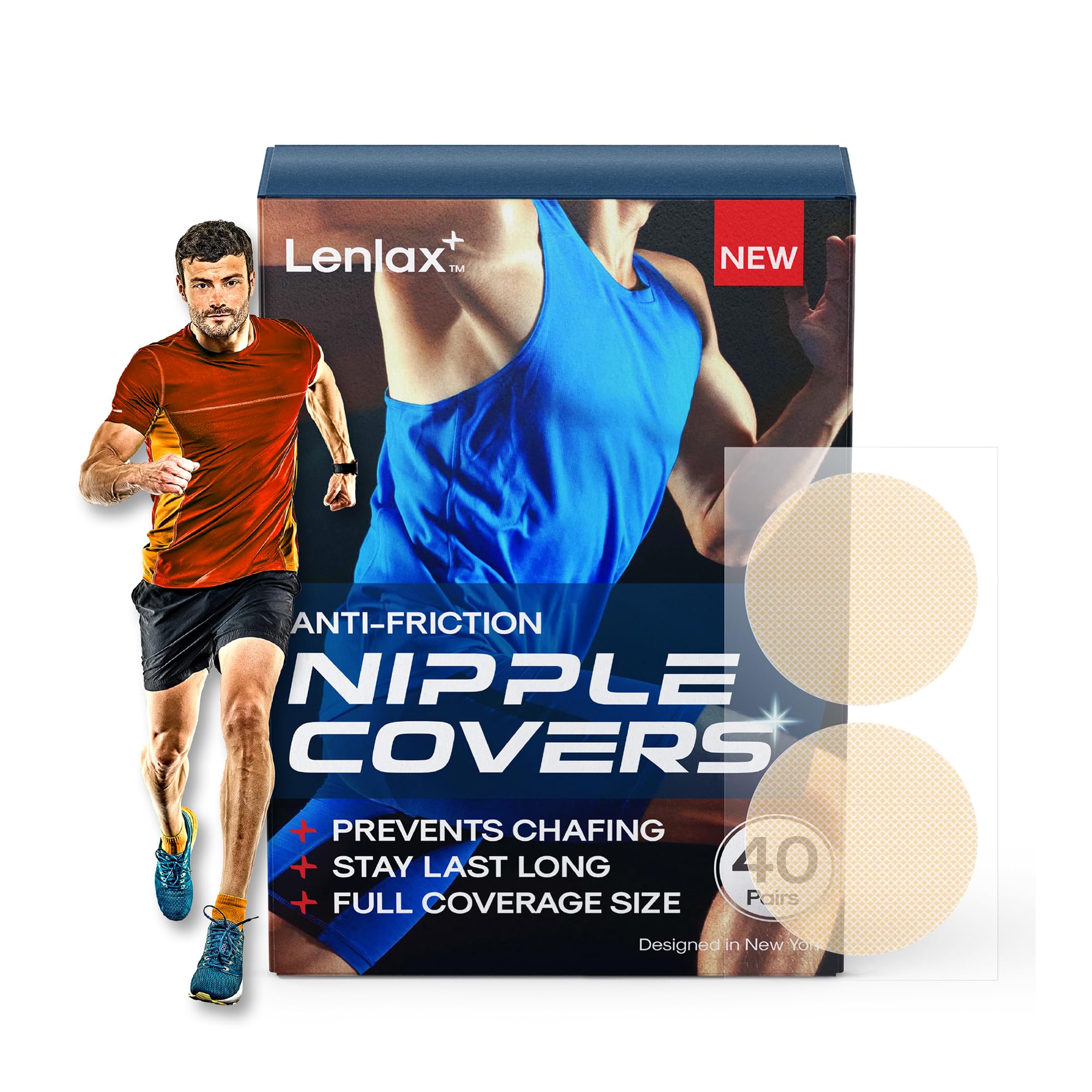 LENLAXNipple Covers for Men Anti-Chafing Men Nipple Cover - Nipple shield Running Gear - Anti Chafe Marathon Essentials - Disposable Nipple Covers No Show - Adhesive Nipple tape 80Pcs /40Pairs