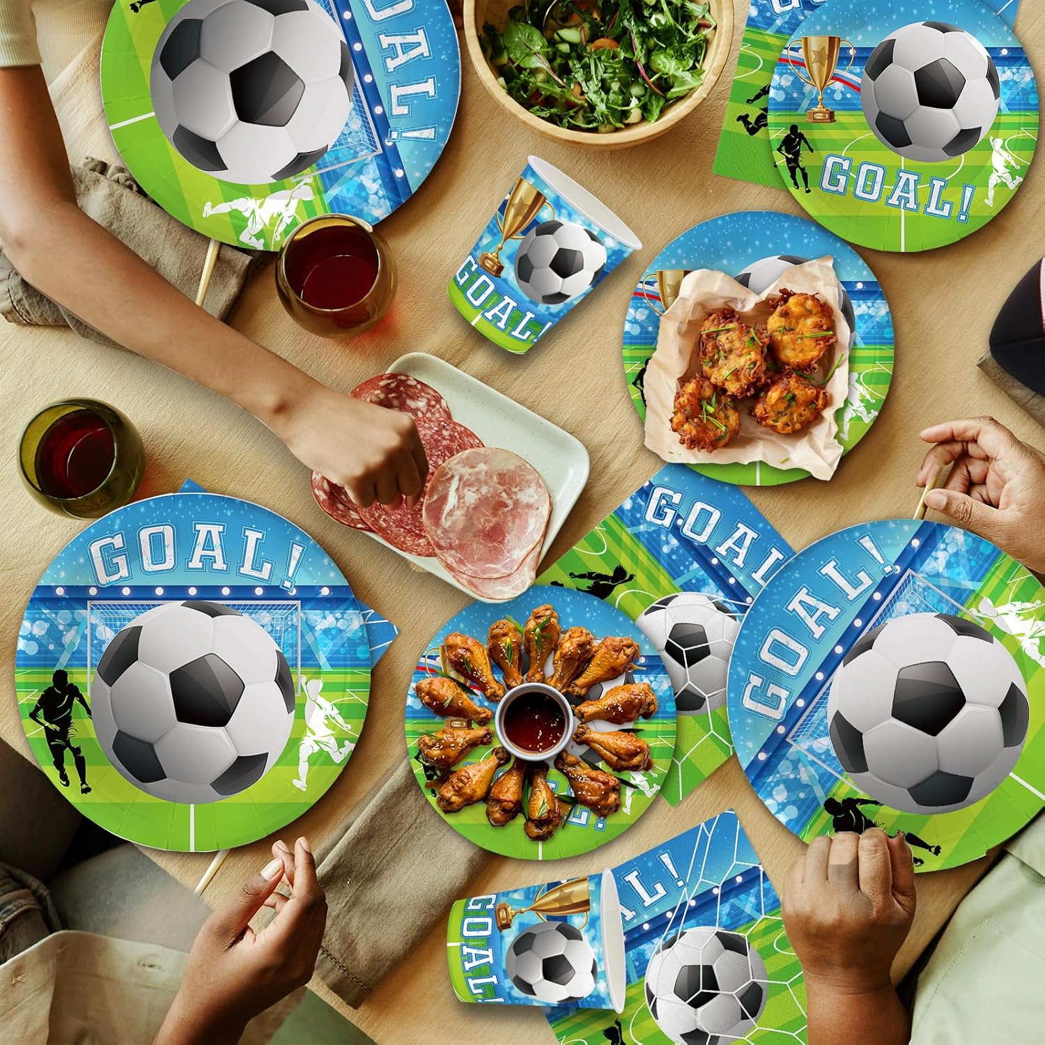 140Pcs Soccer Party Supplies Tableware Set Soccer Plates and Napkins Soccer Birthday Party Decorations Paper Plates Sports theme Dinnerware, Serve for 20 Guest - Image 6