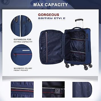 Amazon.com: VERAGE Equipaje de viaje de 19 pulgadas con ruedas giratorias,  maleta de mano aprobada por aerolíneas con bloqueo TSA, Azul marino/flor y  brillo, 3-Piece Set (19\