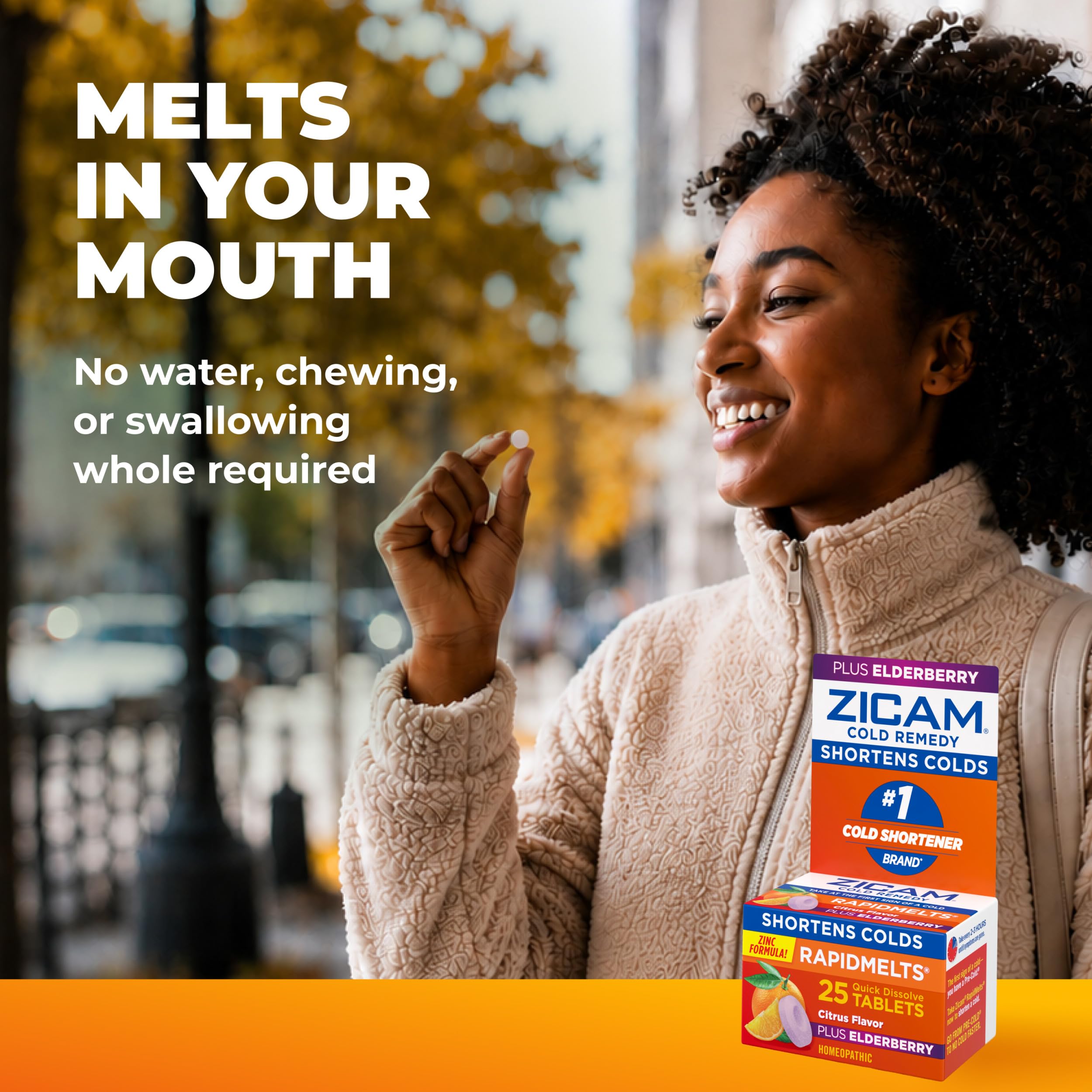 Zicam Cold Remedy RapidMelts Plus Elderberry, Elderberry Citrus, 25 Count — Amazon image 3