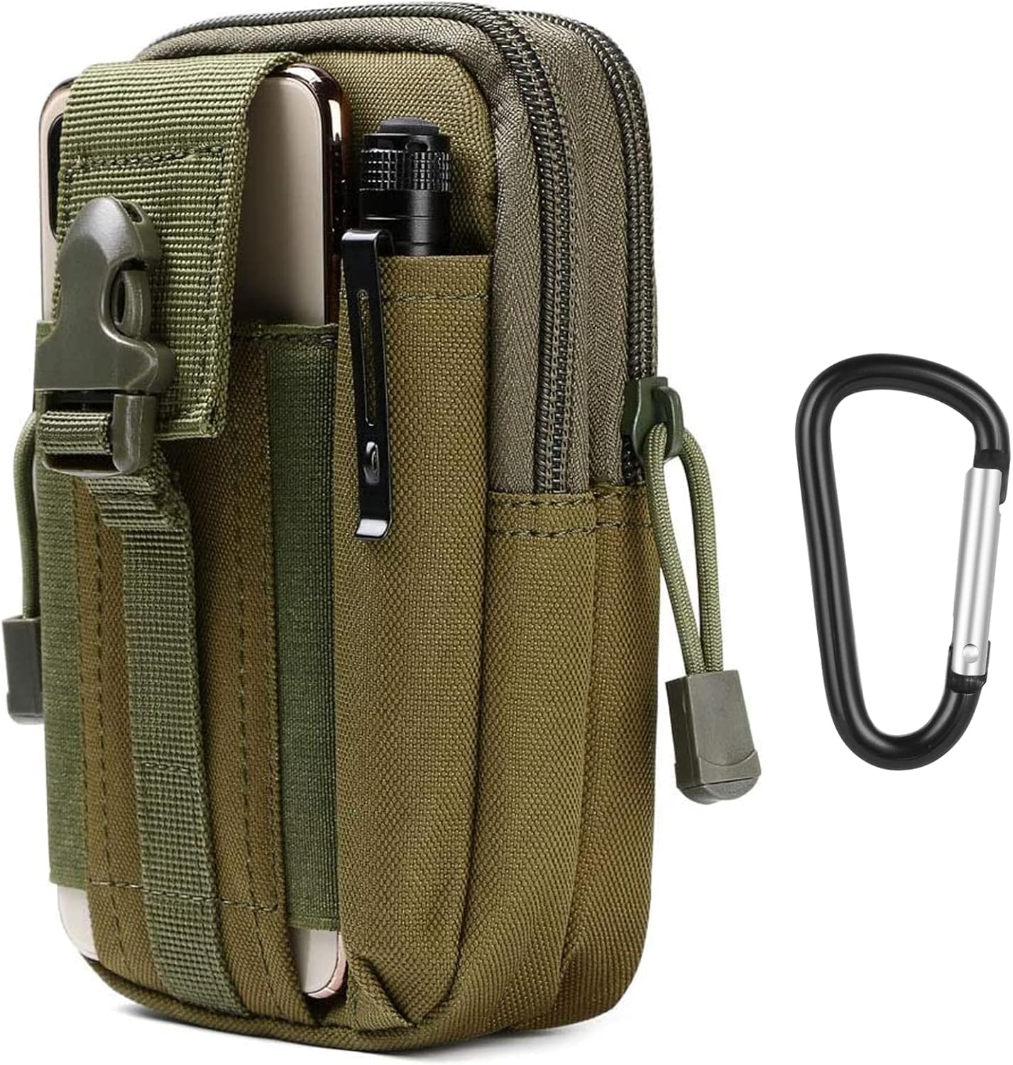 flintronic® Tactical Waist Bag / Military Compact Belt Bag / Multi-Functional Bum Bag with Carabiner for Camping, Hiking, Cycling, Climbing and Travelling, m