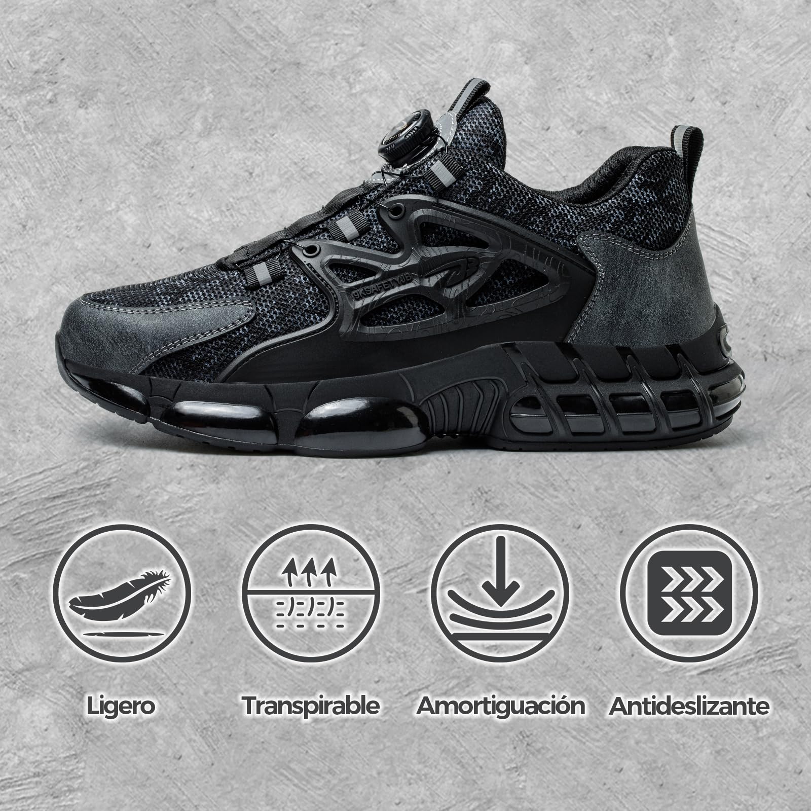 Zapatos de Seguridad para Hombre Mujer Puntera de Acero Zapatillas Trabajo Transpirable Ligero Liberación Comodo Rápida Calzado de Seguridad 36-48 EU
