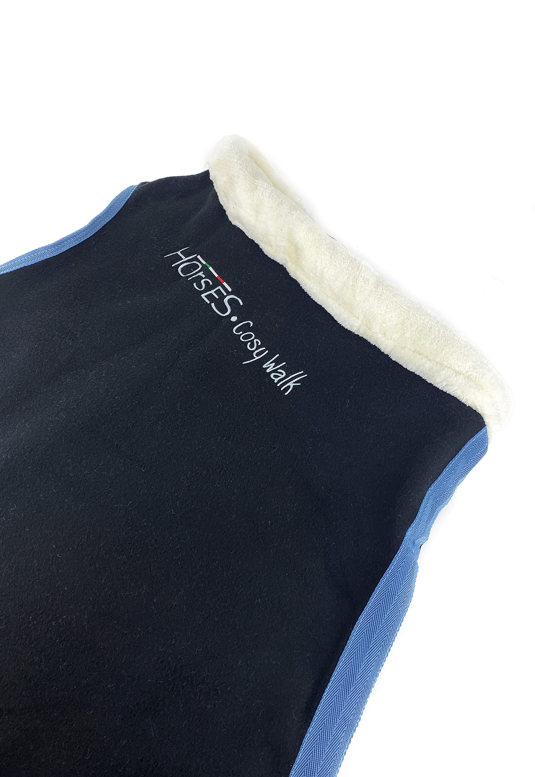 Horses, Pferdedecke Fleece Cosy Walk, Hervorragend Verarbeitete Decke, Nützlich zum Schutz des Pferdes vor Temperaturschwankungen, Regen und Insekten (Schwarz, 155 cm)
