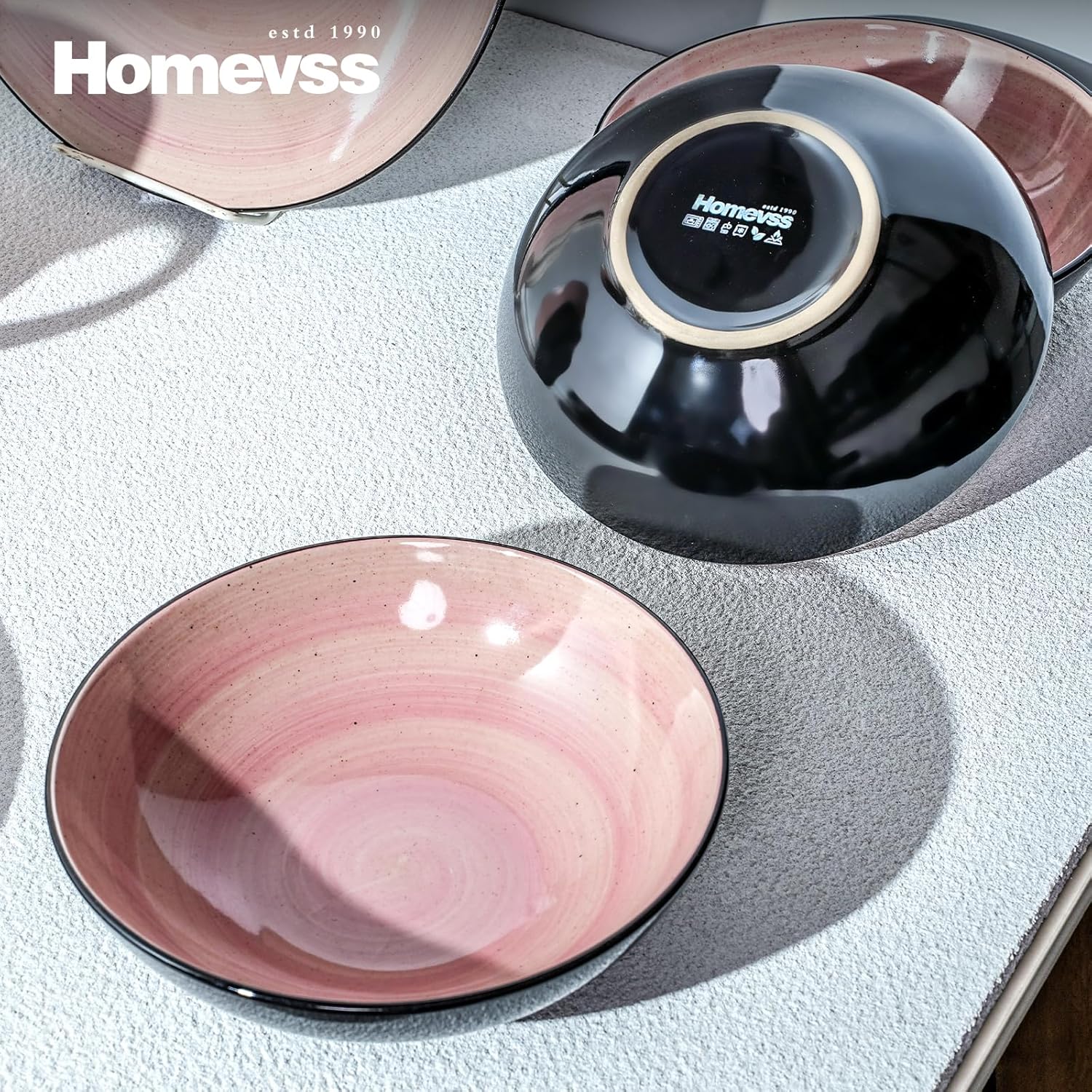 Stoneware Sonoma 16pc Dinnerware Set, Black + Speckled Spin Wash Rose