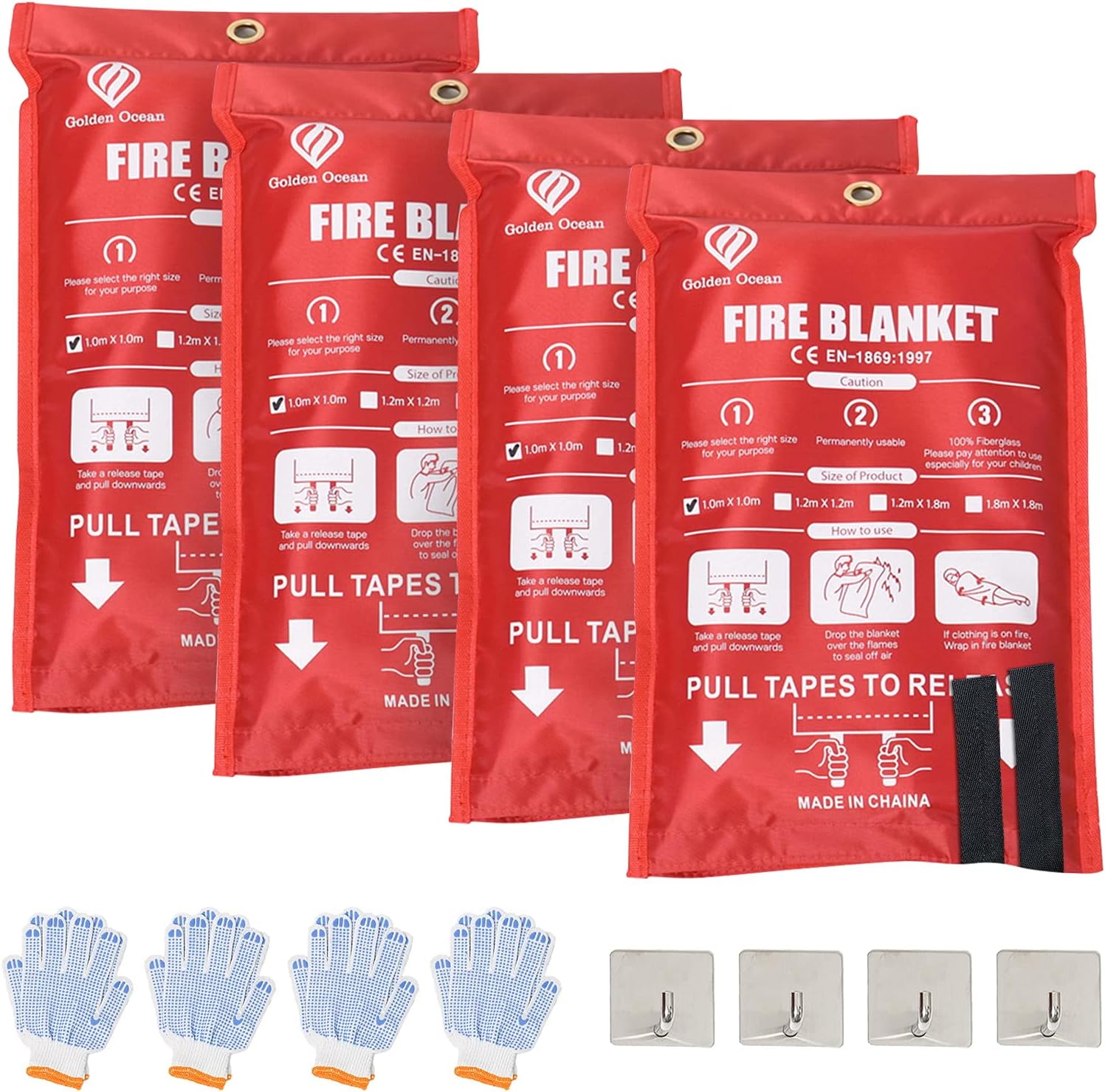Generic 4 x Fire Blanket Emergency Fire Suppression