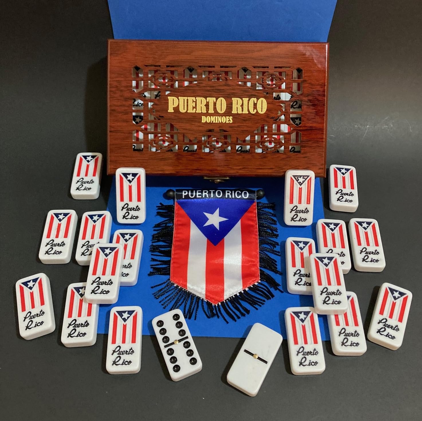 Puerto Rico Classic Double Six Juego de dominó – Calidad Premium con estuche de almacenamiento de madera 8