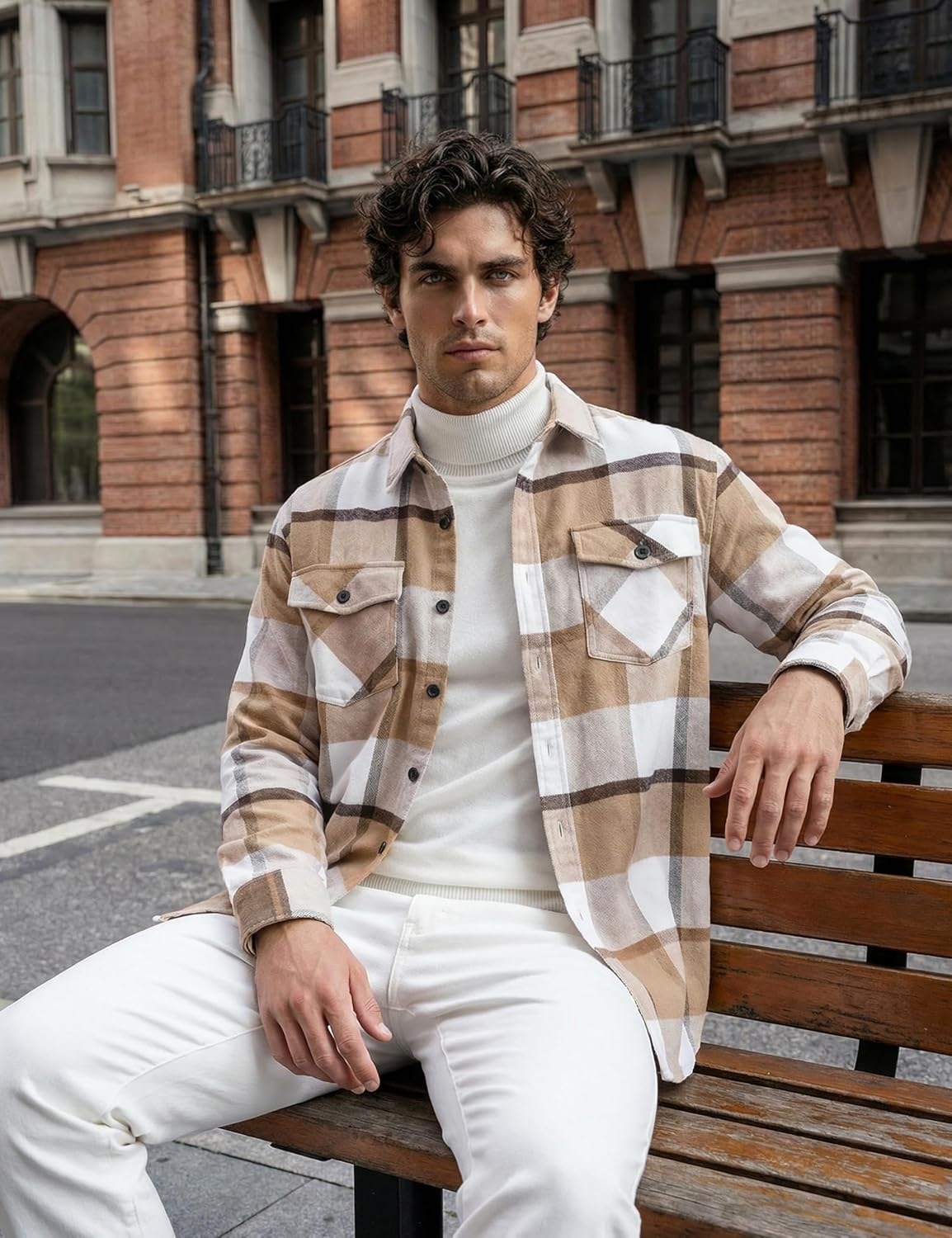 MAGNIVIT Flannel Shirt for Men Brushed Cotton Plaid Shirt Jacket Spring Fall Casual Long Sleeve Button Down Shacket 2 Pockets - Image 4