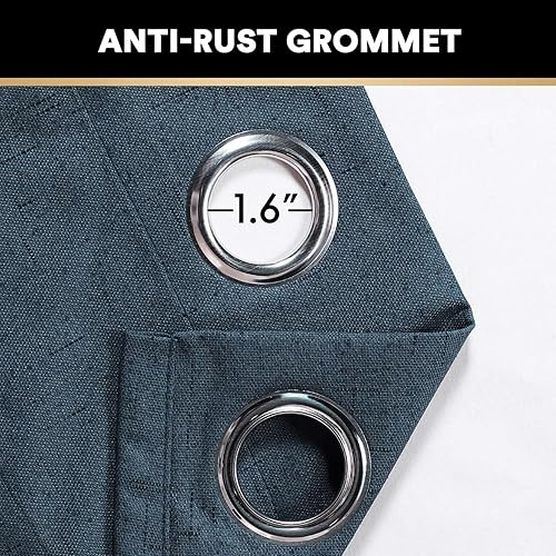 Miniatura 6 de Cortinas opacas 100% de lino texturizado antiguo, para dormitorio o sala de estar, para ahorrar energía, tejido de yute con forro aislante térmico