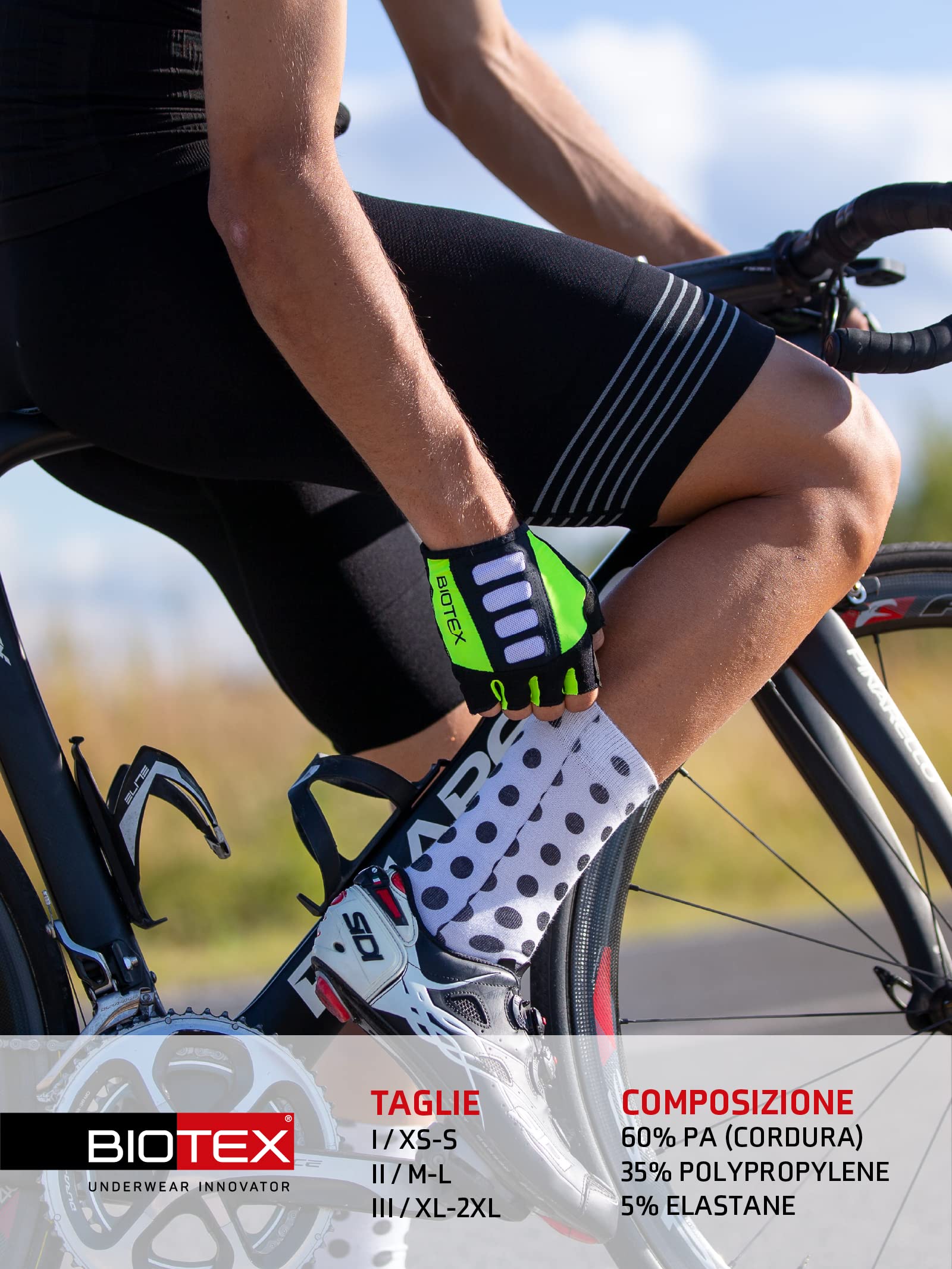 BIOTEX Salopette Ultra in Cordura con Fondello Integrato Unisex per Ciclismo e Mountain Bike, Intimo Tecnico Sportivo