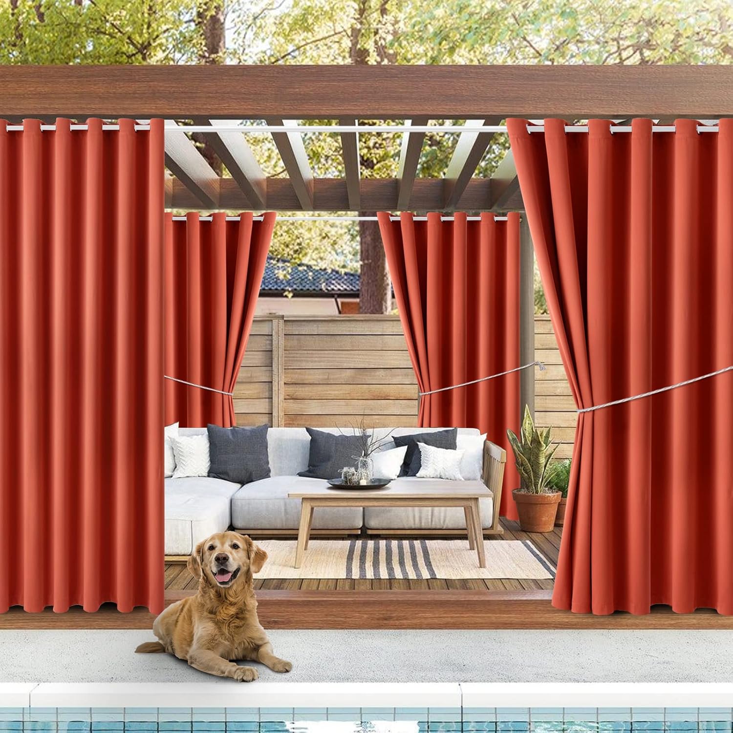 Waterproof Outdoor Curtain W84 x L120 Grommet Top