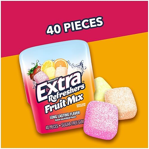 Miniatura 4 de EXTRA Refreshers Fruit Mix - Goma de mascar sin azúcar a granel, botella de 40 piezas (paquete de 6)