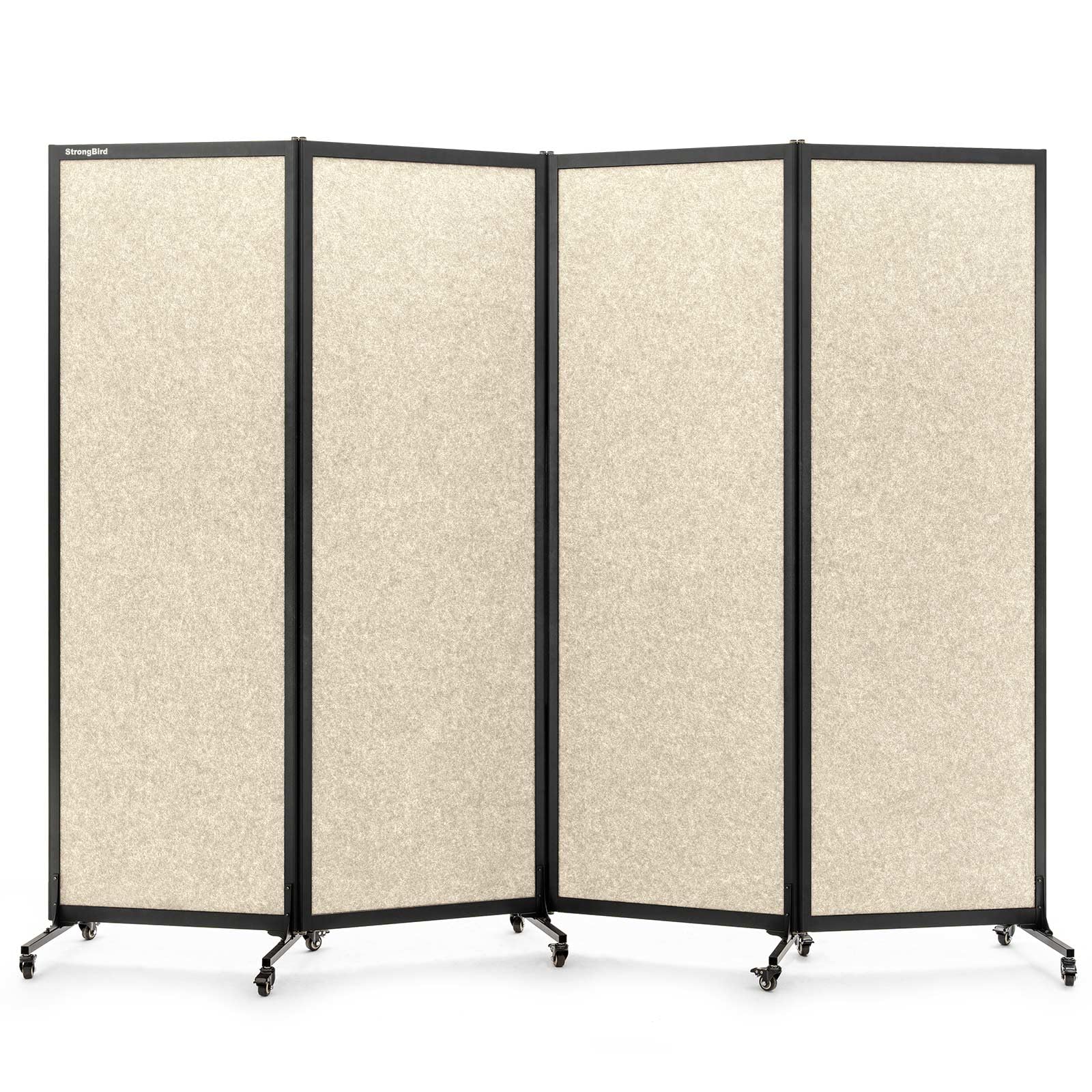 Photo 1 of Upgrade Version Room Partition and Divider, Freestanding Rolling Dividers with Wheels,Office Privacy Screen Divider Wall,Classroom Felt Dividers,8'2"L* 6'7"H,4 Panel?Beige