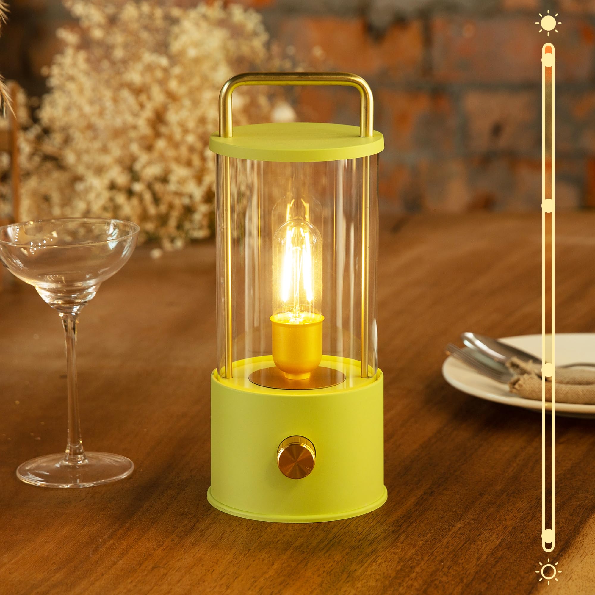 LUSHARBOR Cordless Table Lamp, Portable Lantern Rechargeable LED Battery Operated Lamp Stepless Dimming, Hanging Desk Bedside Small Table Lamp for