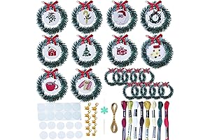 TenDawn Mini Christmas Embroidery Kit Wreath Version for Beginners