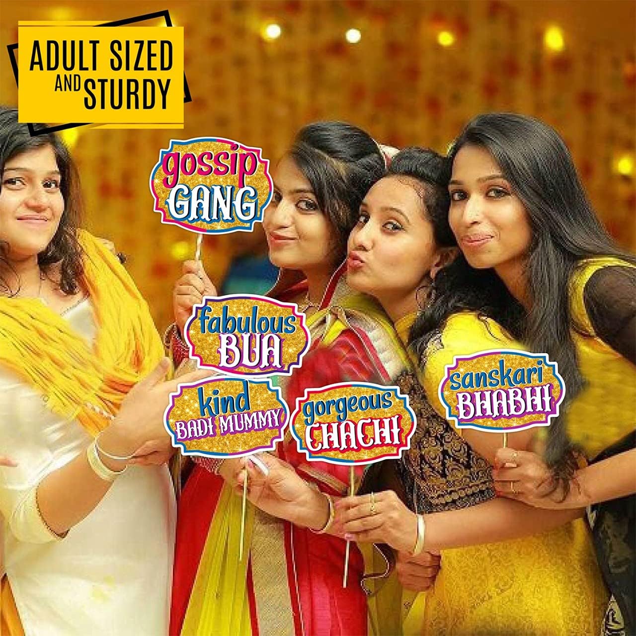 Family Photo Booth All Occasion Function Party Props Indian Baby Shower Festival Props for Family Wedding/Anniversary/Haldi/Reception/Birthday Party/Sangeet-30Pcs by Indian Collectible