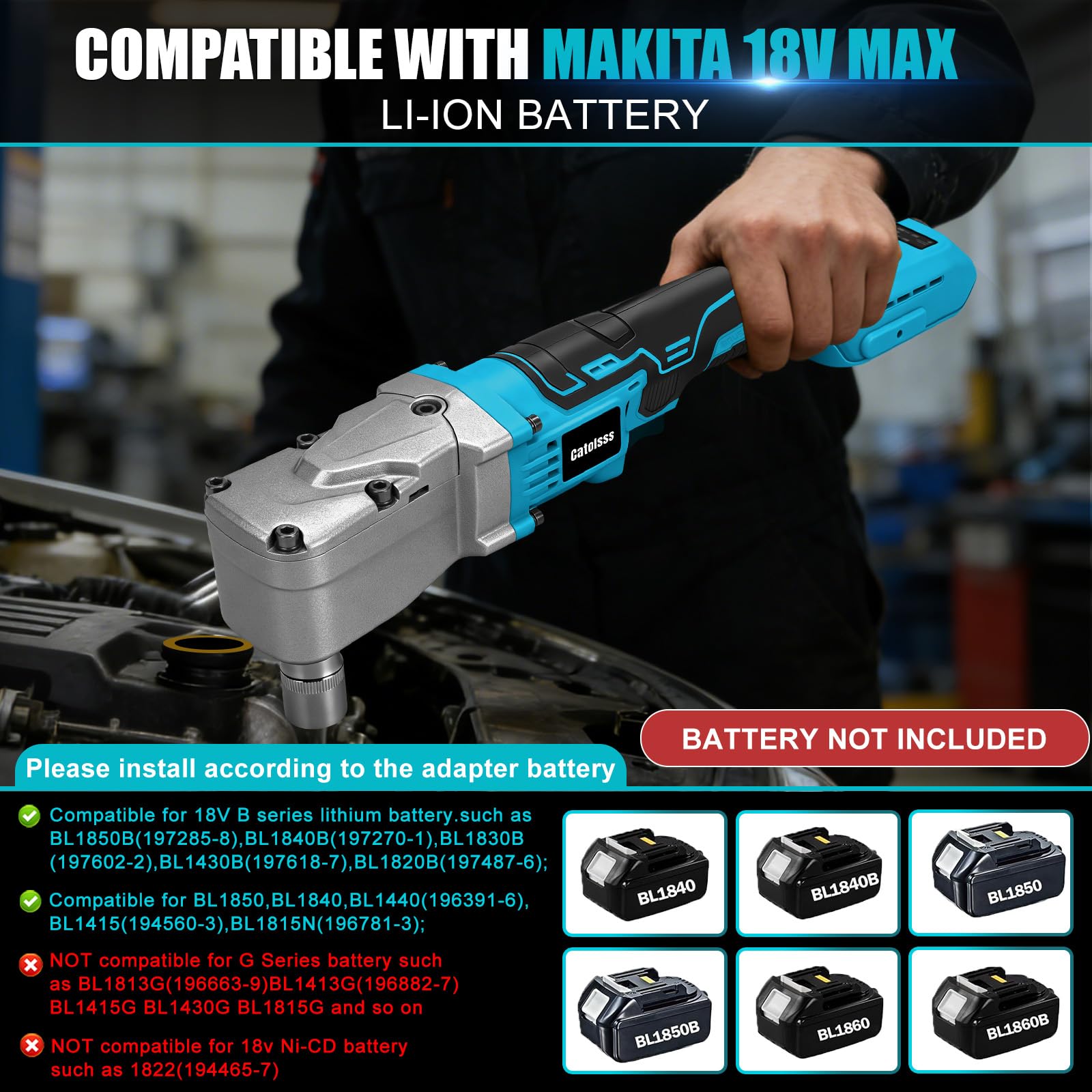1/2" Akku Ratschenschlüssel für Makita 18V Akkus,280N.M Bürstenloser Motor,Variabler Drehzahl, 5 Steckschlüssel, Elektrischer Ratschenschlüssel für Möbel und Autos（ohne Akku）