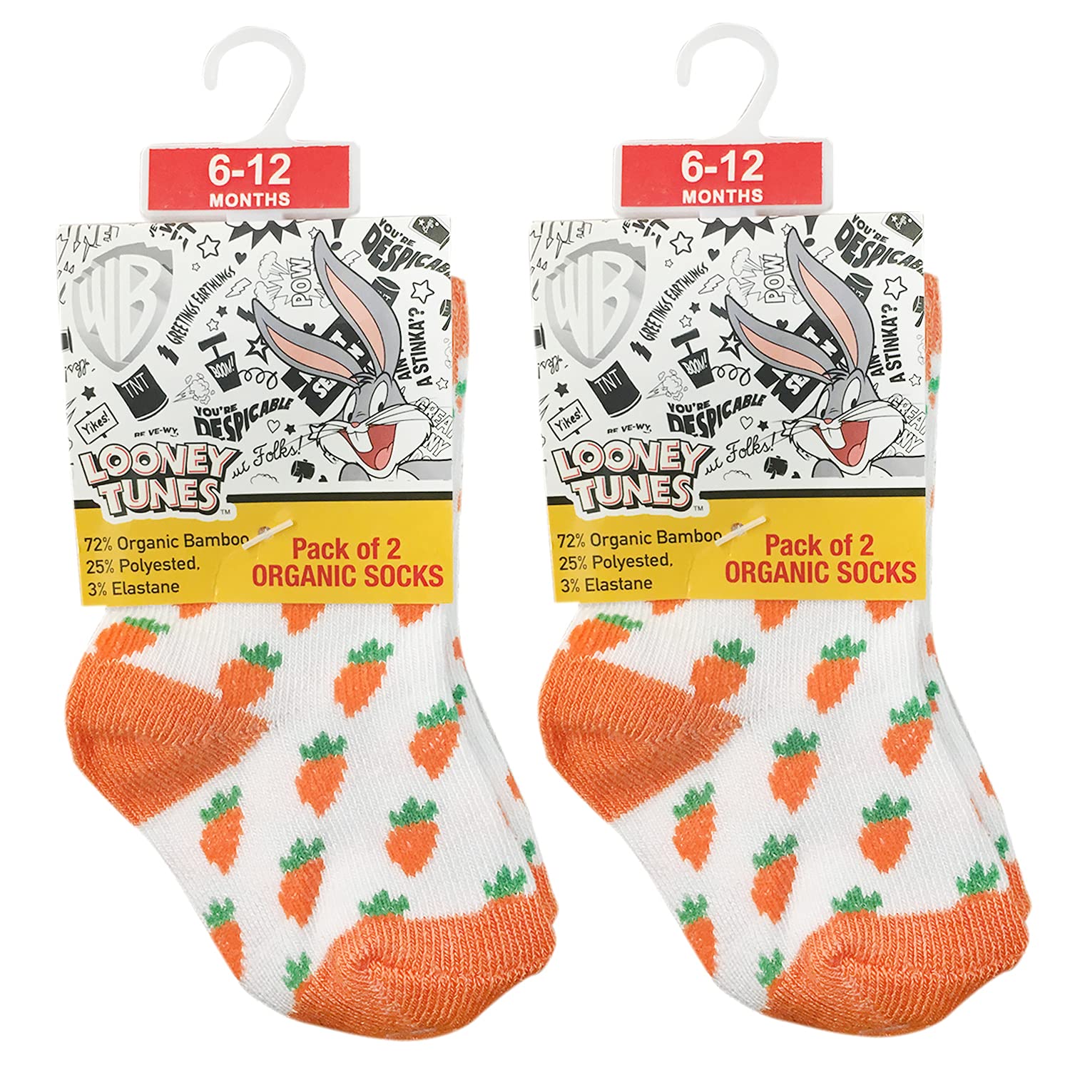 Warner BrosBug Bunny Sock, Printed, 6 - 12 Months, Set Of 4