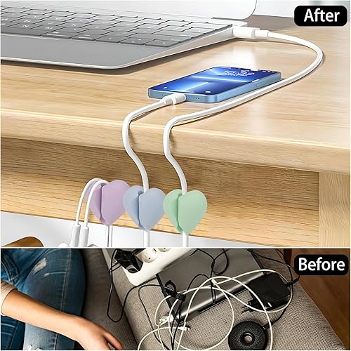 Miniatura 5 de 40 clips de cable para cables, soporte adhesivo para cable de alambre de corazón, clips organizadores para escritorio, hogar, oficina, automóvil,