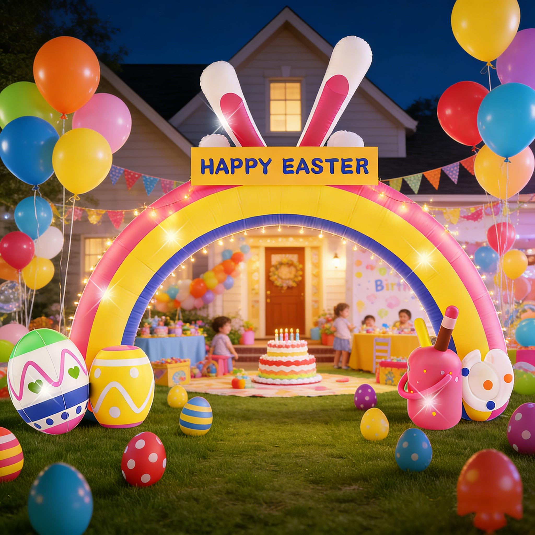 Photo 1 of 10FT Beach Ball Archway Blow Up Inflatable Arch with Ultra-Fast Inflating Blower,for Outdoor Yard, Garden, Festival Party Decoration,Tall Summer Inflatable Outdoor Decorations with Vibrant LED Lights