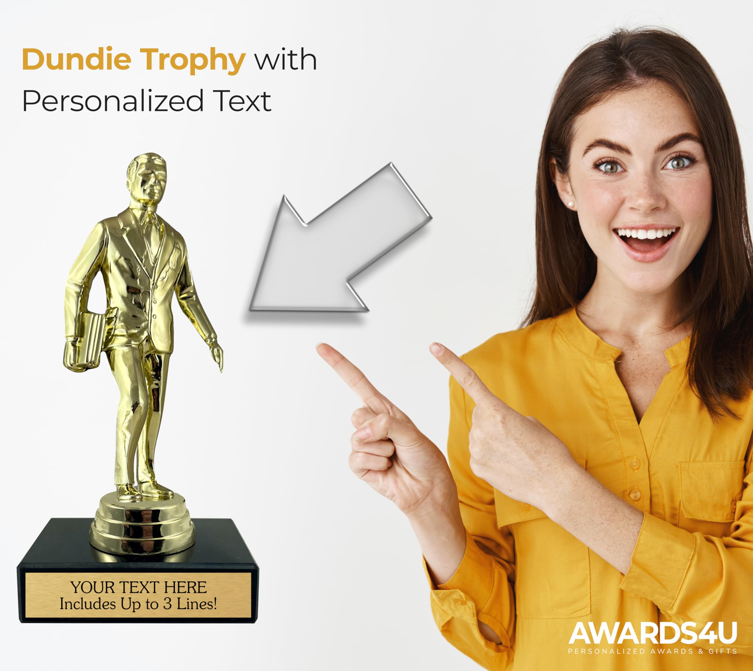 Dundie Award Trophy Customizable from The Office - 6.5” Tall with Personalized Engraving - Custom Trophy -The Office Gifts for Co-Workers - World’s Best Boss - Funny Dundee Trophy Awards