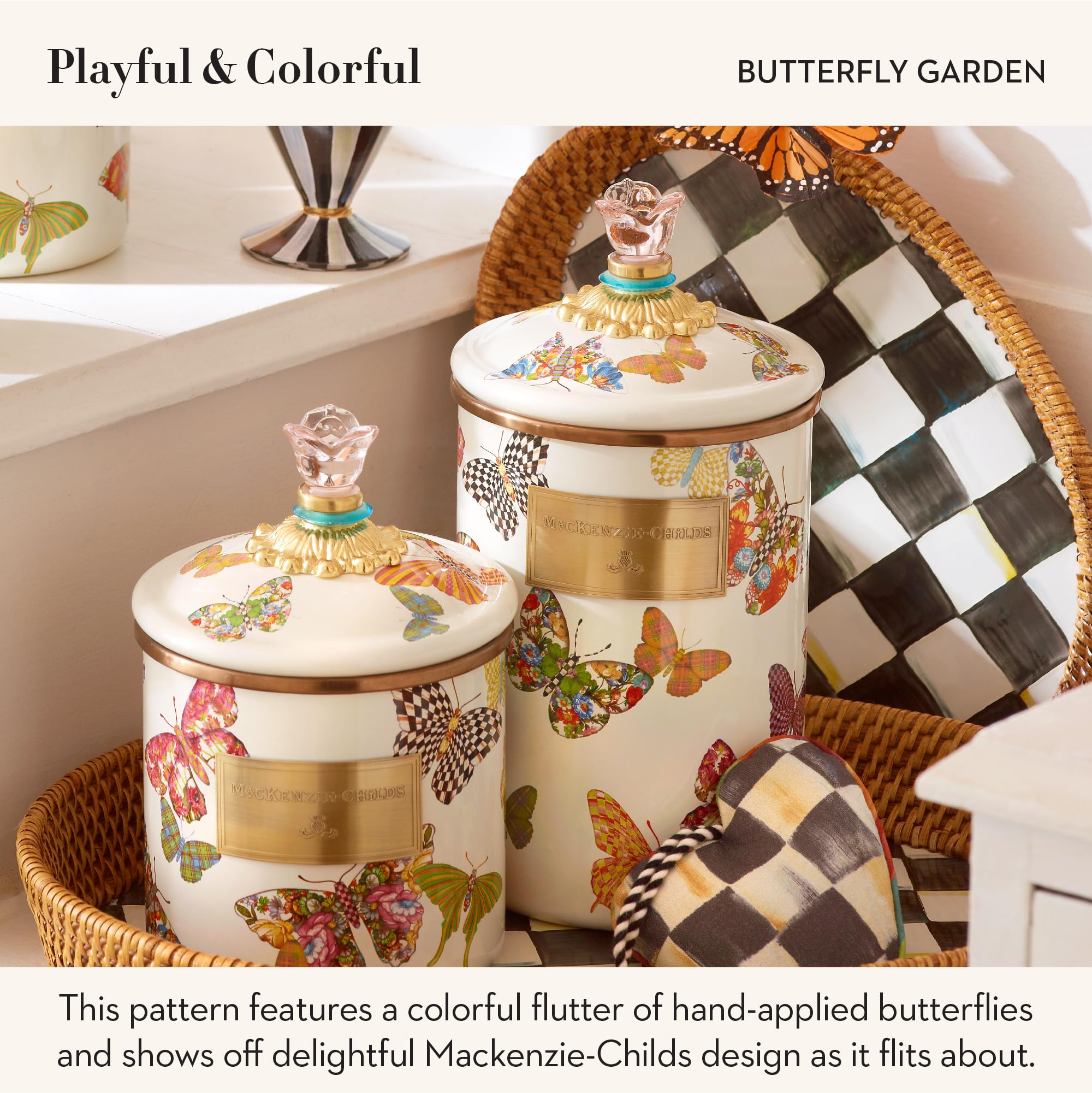 Amazon.com: MACKENZIE-CHILDS Butterfly Garden Enamel Canister