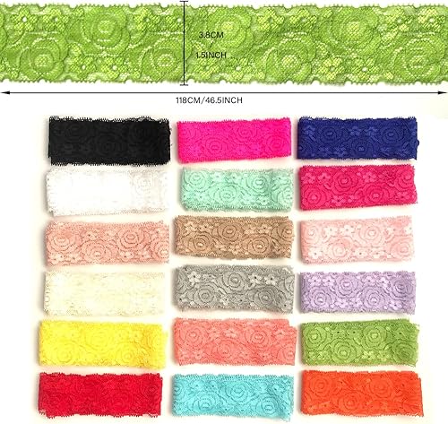 Miniatura 2 de levylisa Cinta de encaje elástica de 19 yardas de 1.57 pulgadas para manualidades, decoración rústica de boda, fabricación de lazos para el cabello