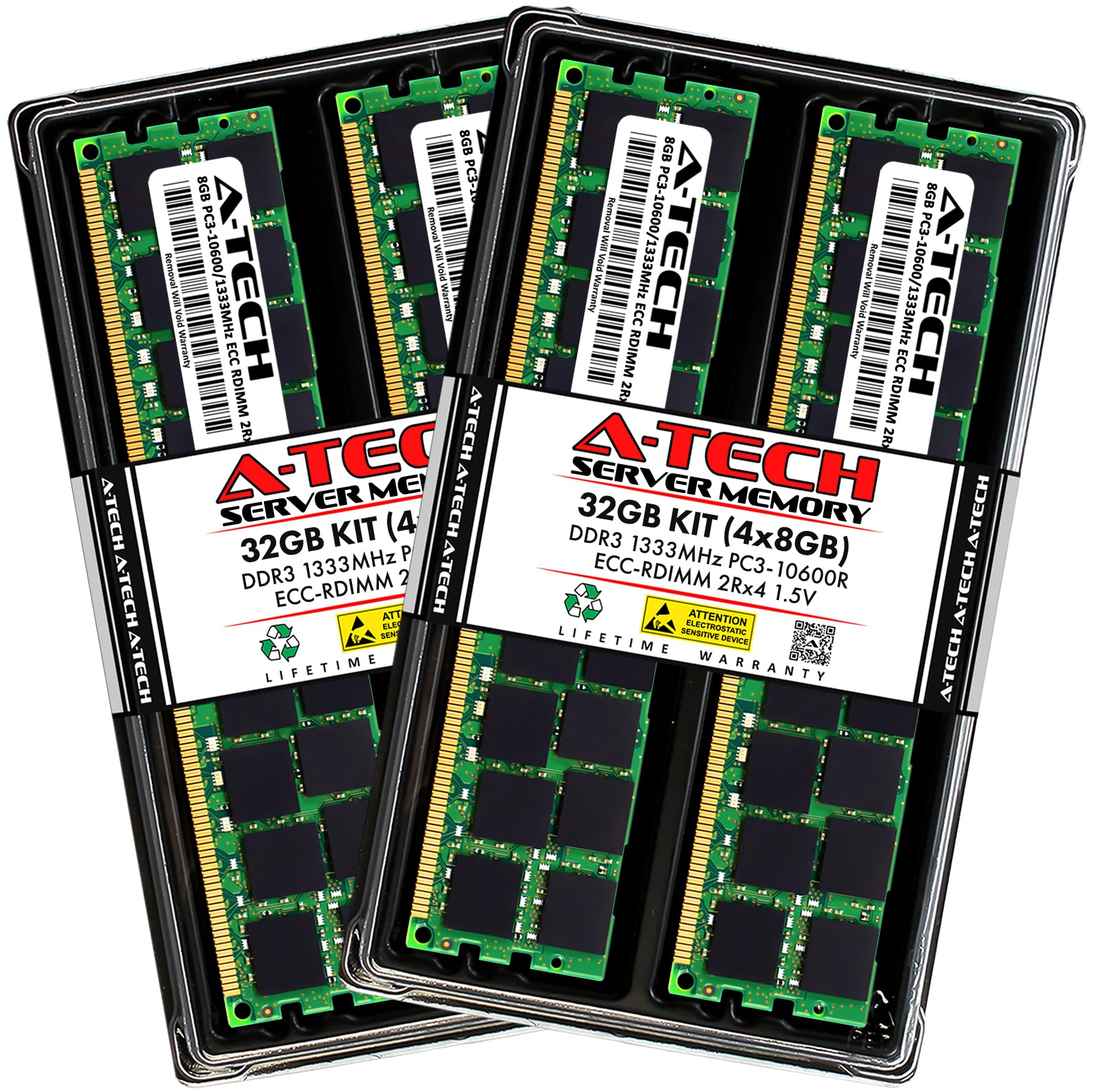 DDR3 8GB PC3-10600R Registered/ECCサーバー向け A-Tech 32GB Kit (4x8GB) DDR3 1333MHz PC3-10600R ECC RDIMM 2Rx4