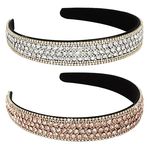 Miniatura 9 de YISSION 2 diademas de diamantes de imitación para mujer, diadema de cristal con purpurina para niñas, hermosos accesorios para el cabello para