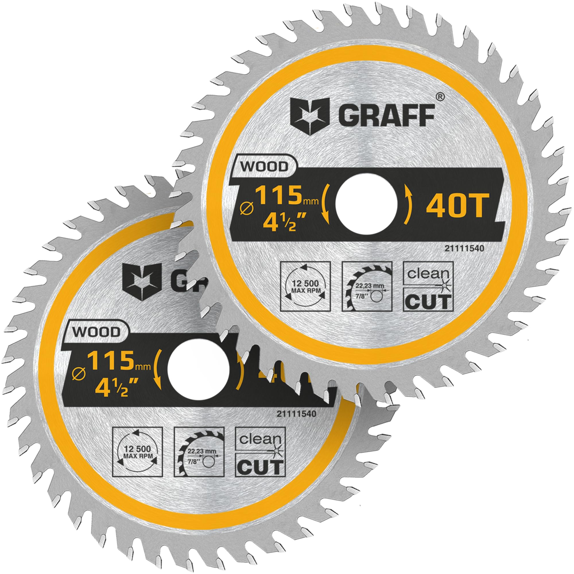 4-1/2 Inch Angle Grinder Circular Saw Blade Set for Wood, Plywood, Laminate, Drywall, Plastic – 40-Teeth Wood Cutting Disc from GRAFF