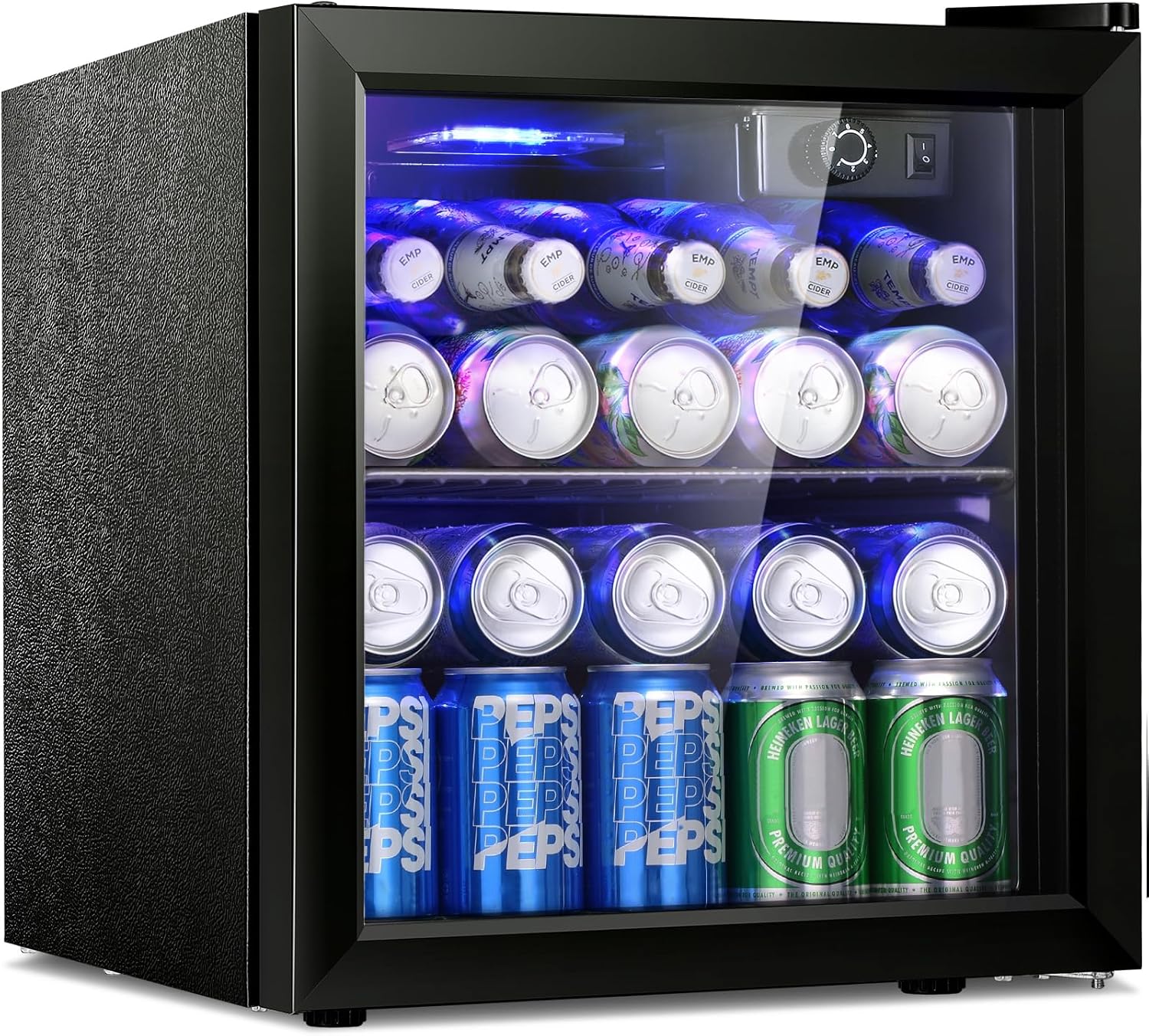 Antarctic Star 12 Bottle/48 Can Beverage Refrigerator, Wine Cooler/Cabinet, Mini Drink Fridge, Clear Front Glass Door Counter Top Red Cellar Beer Soda Bar Quiet Compressor Freestanding 1.3 cu.ft.……