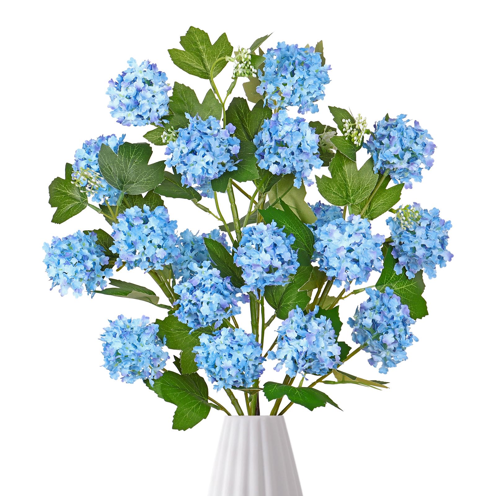 DEMIUKO 4 Stück Hortensien Kunstblumen Künstlich Zweige Blau Dekozweige | Dekozweige für Bodenvase, Äste, Fake Blumen, Kunstpflanze Zweige, Seidenblumen, für Zuhause Tischdeko, Wohnaccessoires & Deko