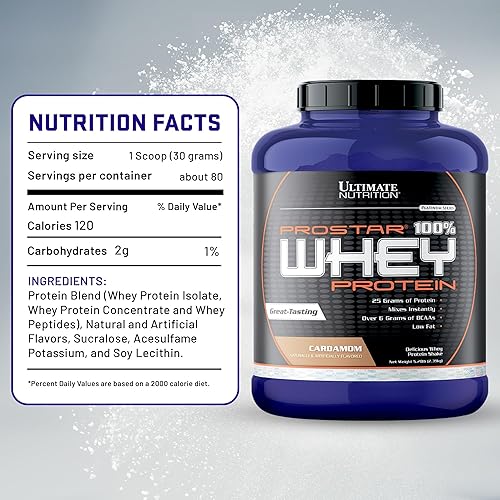 Miniatura 7 de Ultimate Nutrition Prostar polvo aislado de proteína de suero, cardamomo - bajo en carbohidratos, alto en proteínas, batido en polvo para ganancia