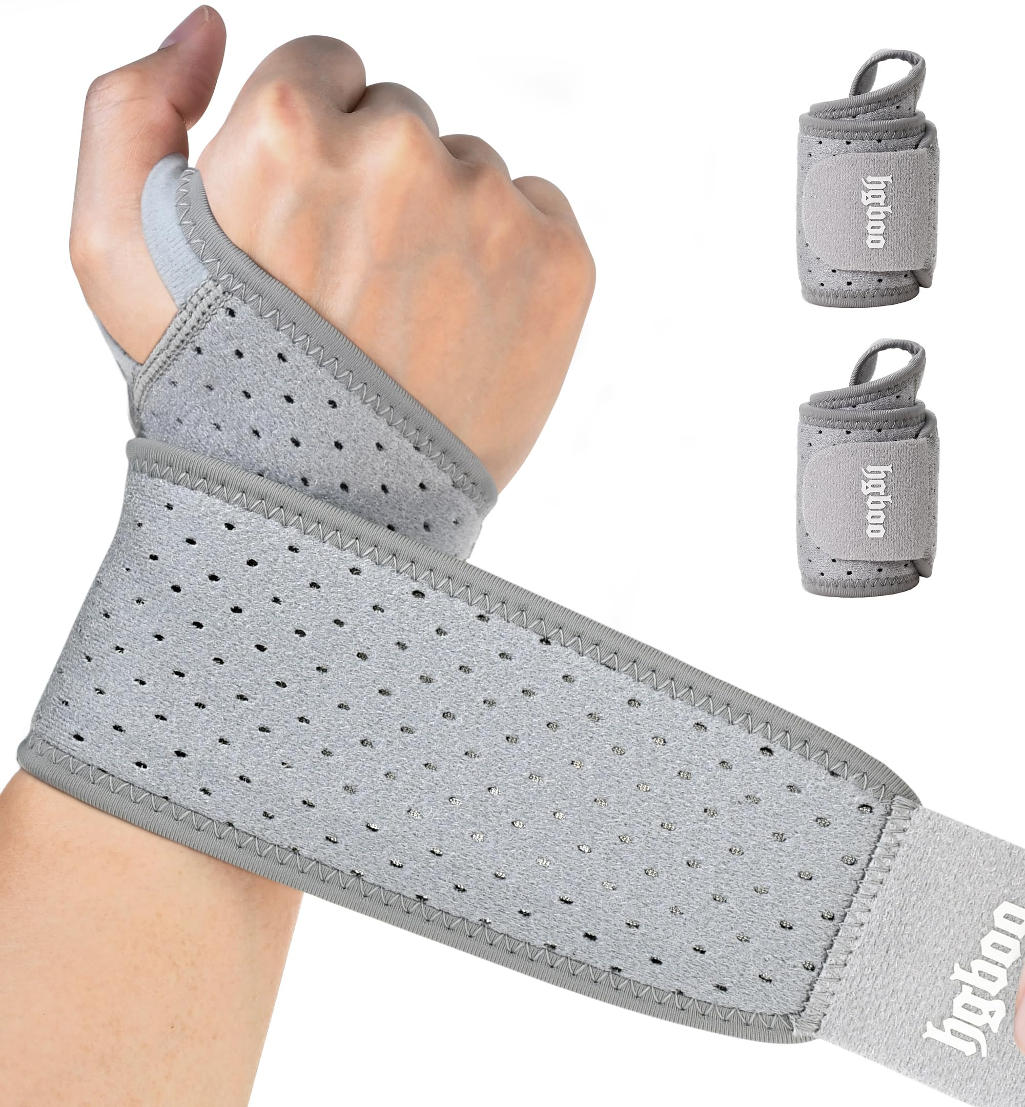 HGBOO Breathable Wrist Support Brace for Men Women - Adjustable Compression Wrist Wrap for Joint Stability, Sports, Pain Relief, Carpal Tunnel