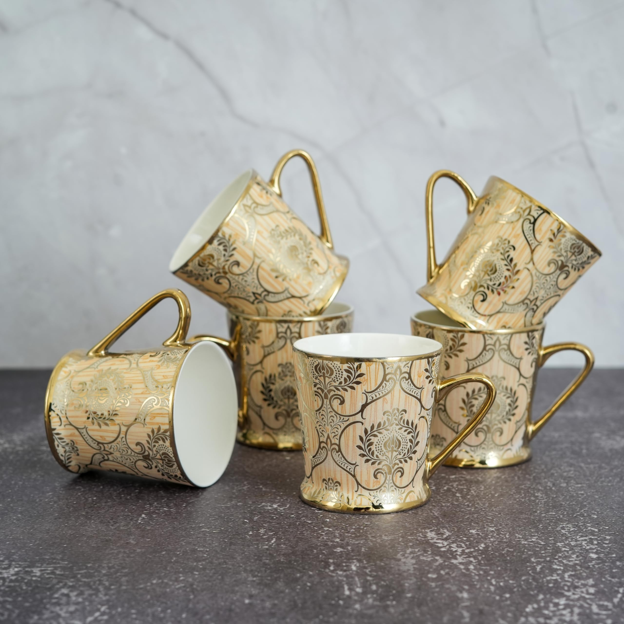 Femora Royal Gold Tea Cups - Set of 6 -5 Femora Royal Gold Tea Cups - Set of 6 -5