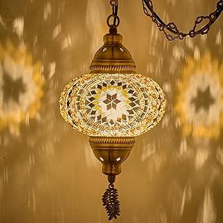 DEMMEX Plug-in Turkish Moroccan Mosaic Hanging Pendant Ceiling Light – S...