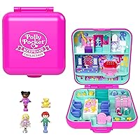 Polly Pocket - Cofanetto 80° Anniversario Mattel, Set a Tema Festivo con 3 Mini Bambole e 1 Cucciolo